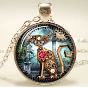 steampunk Robot cat necklace NWOT